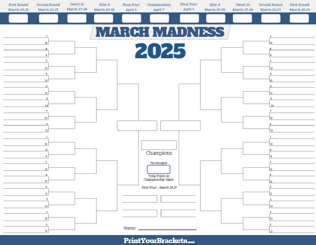 2025 Ncaa Mens Basketball Bracket Printable A Guide To March Madness Printable Business 