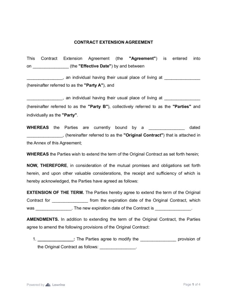 Agreement Extension Template: A Comprehensive Guide to Extending Contracts Effectively