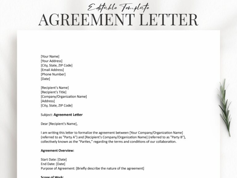 Agreement Letter Template Word: A Comprehensive Guide