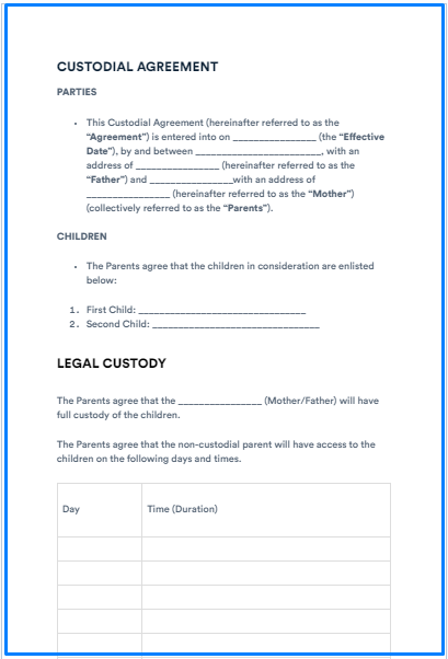 Custody Agreement Templates: A Comprehensive Guide for Parents