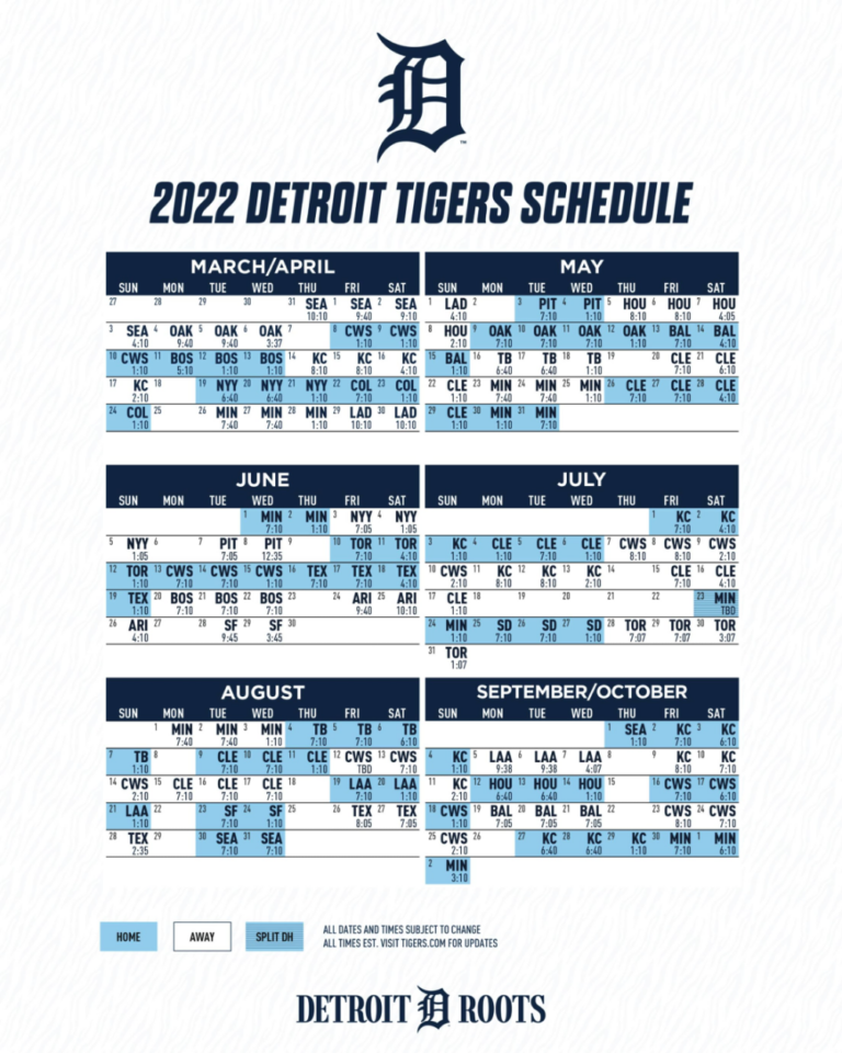 Detroit Tigers Printable Schedule: Stay Up-to-Date with Your Favorite Team