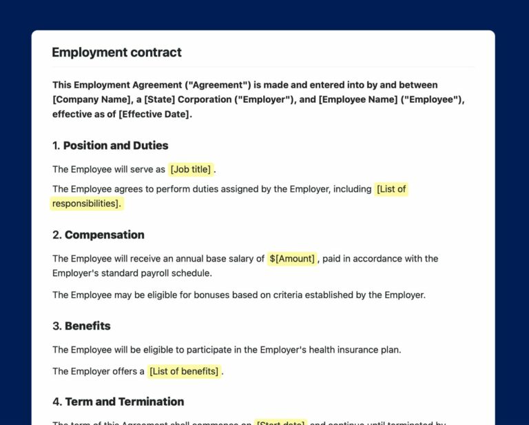 Employment Agreement Templates: A Comprehensive Guide to Crafting Legally Sound Contracts