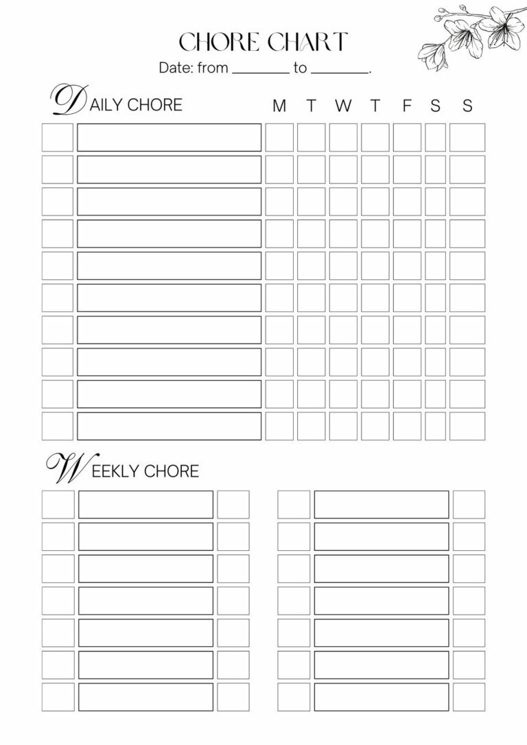 Free Printable Chore Chart Templates: Empowering Households and Individuals