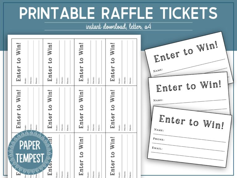 Free Printable Raffle Tickets: A Comprehensive Guide to Creating and Distributing Winning Tickets