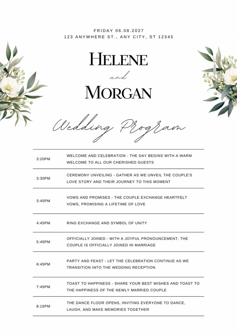 Free Printable Wedding Program Templates: Elevate Your Ceremony with Customizable Elegance