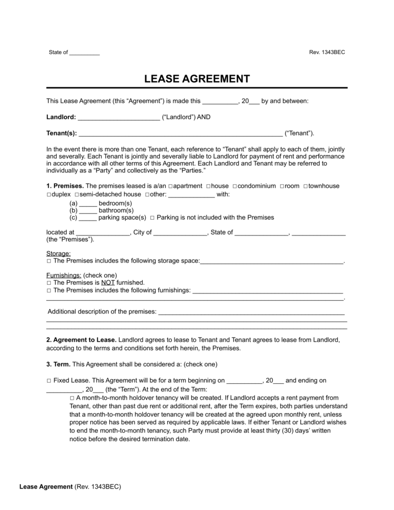 Free Rental Agreement Templates: A Comprehensive Guide for Landlords and Tenants