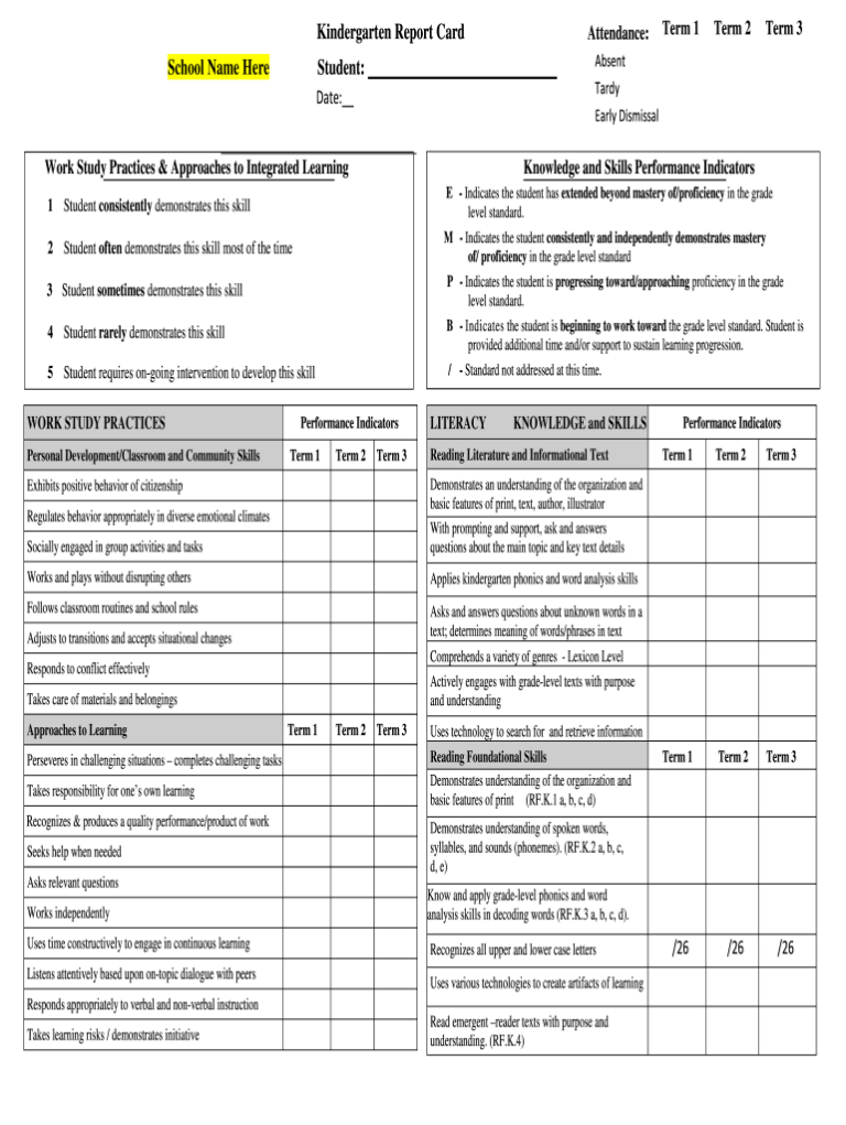 Kindergarten Report Card Templates Free: A Comprehensive Guide