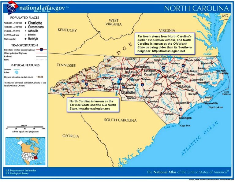 North Carolina Printable Map: A Comprehensive Guide to Navigate the Tar Heel State