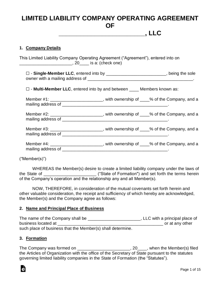 Operating Agreement Template Pdf: A Comprehensive Guide for Business Owners