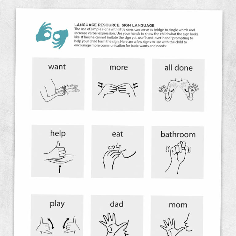 Printable Sign Language Words: A Bridge to Communication and Understanding