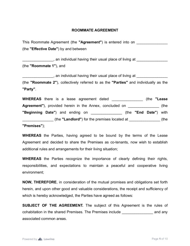 Roommate Agreement Templates: A Comprehensive Guide for Clarity and Conflict Resolution