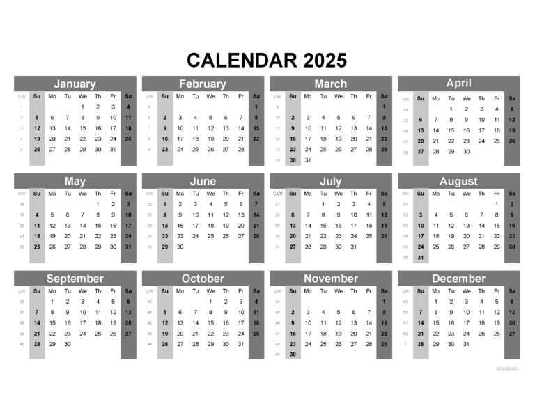 2025 Printable Calendar With Holidays PDF: Plan Your Year with Ease