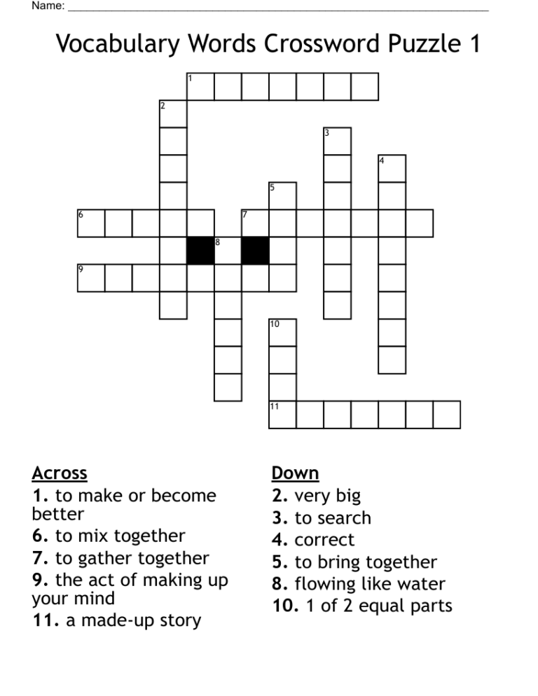 Crossword Puzzles Easy Printable: Enhance Your Mind and Vocabulary