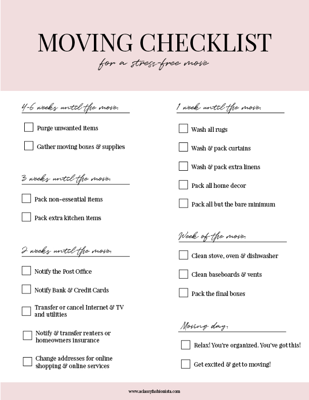 Free Printable Moving Checklist: A Comprehensive Guide to a Stress-Free Move