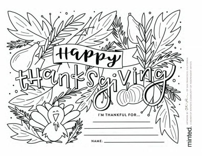 Free Thanksgiving Coloring Pages Printable for All Ages