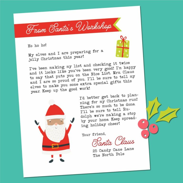 From Santa Letter Printables: Spread Christmas Cheer and Make Memories