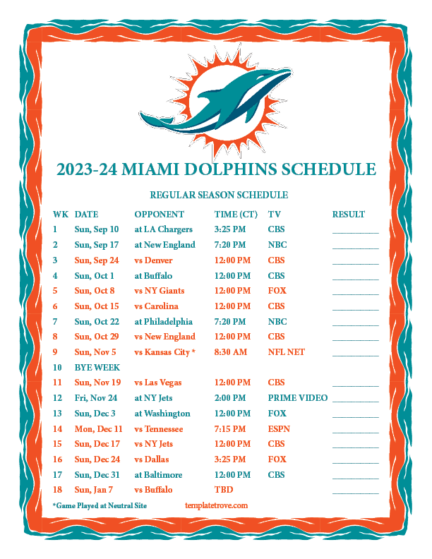 Miami Dolphins 2025 Schedule Printable Version And Analysis Printable Business Templates