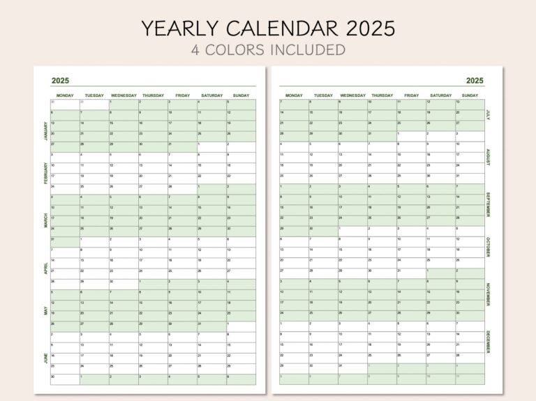 Printable 2025 Yearly Calendar: Your Essential Guide to Organization and Planning